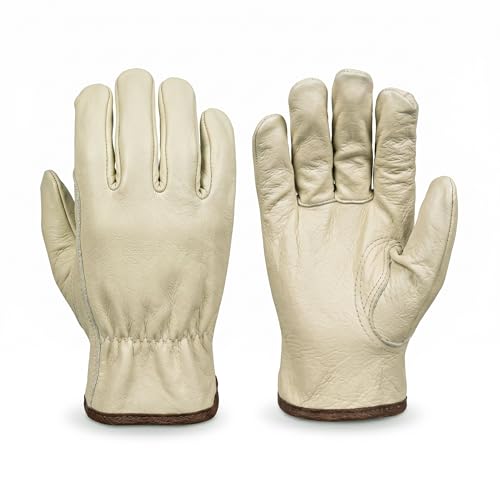 Toledano Industries 12 Pair Large Leather Work Gloves. Ideal Hand Protection all Environments.
