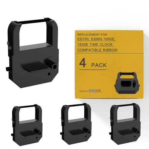 Compatible ES700 Time Clock Ribbon Replacement for Lathem 100E, 900E, 1000E, 1500E, 1600E, 5000EP, 7000E, 7500E, LT5000, VIS6011 and Acroprint ES700, ES900, 39-0121-000 Black (4 Pack)