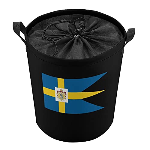 Cesto portabiancheria pieghevole con bandiera svedese reale, cesto portabiancheria con manici, per camera da letto e bagno