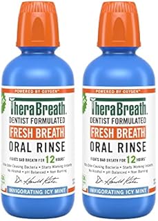 TheraBreath Fresh Breath Dentist Formulated Oral Rinse, Icy Mint, 16 Fl Oz (Pack of 2)
