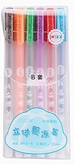 S-TROUBLE 6 Pack Glossy Gel Pens 3D Jelly Gel Pens Fluorescent Painting Pen Gel Pen Set for Coloring Books Drawing