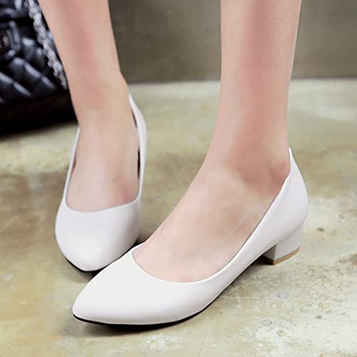 DEERBUNNY Women's Classic Block Heels Pumps Round Toe Slip On Low High Heel Work Office Shoes Formal Occasions Evening Party Dress Pump2