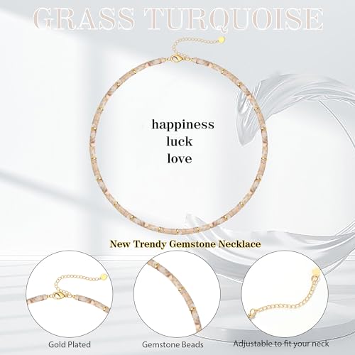 Choker Necklace for Women, Beaded Necklaces for Women Stocking Stuffers for Teens Teen Girl Gifts Gifts for Her Adjustable 14k Gold Gemstone Summer Anniversary Birthday Christmas Jewelry