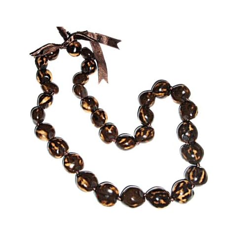 HAWAIIAN TIGER BROWN/TAN KUKUI NUTS GRADUATION LUAU LEI NECKLACE Cover