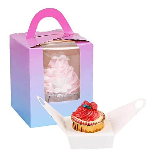 Allbusky 30 scatole per torte, scatole per cupcake, scatole di carta da forno con maniglie, portabicchieri singoli con finestra, scatole di carta con fodere per cupcake per Natale Baby Shower Wedding