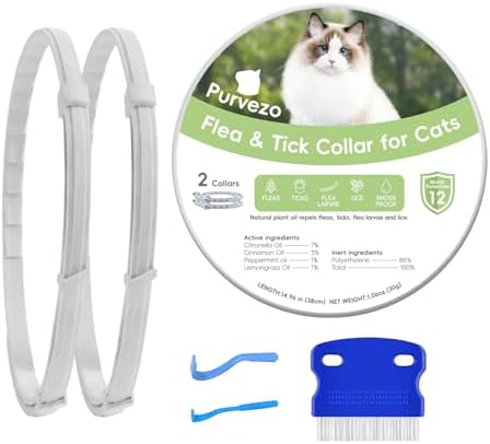 Flea and Tick Collar for Cats,12-Month Protection, Natural Ingred...