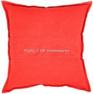 Indian Decorative Toss Throw Pillowcases 16x16 Inch Cotton Mirrored Embroidered Bohemian Square Accent Cushion Covers (Size - 40x40 cm ; Color: Red) - Set of 4 Pcs (Cover Only)