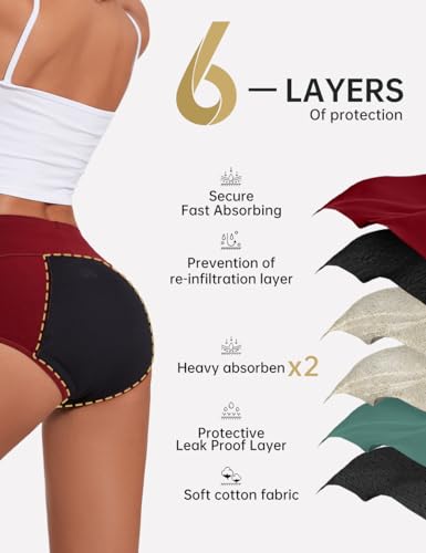 Women's Cotton Period underwear leakproof high absorbency 3 Pack Regular & Plus Size4