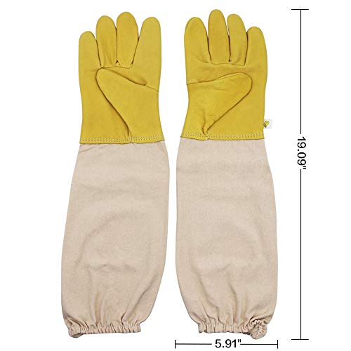 PROBEEALLYU Imker-Handschuhe, lange Ärmel, Ziegenleder, Imker-Schutzhandschuhe mit dicken belüfteten Baumwollärmeln… – Bild 7