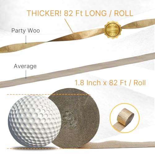 Image of PartyWoo Gold and Silver Crepe Paper Streamers 6 Rolls 492 ft Pack of Crepe Paper Rolls for Graduation Christmas New Year Wedding Baby Shower Birthday Party Decorations (1.8 Inch x 82 Ft /Rolls)