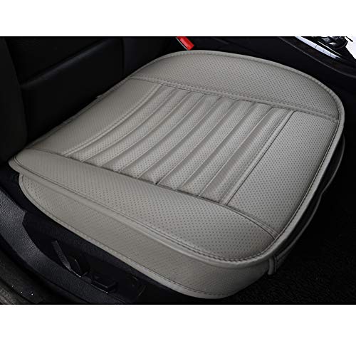 LUOLLOVE Coprisedile Universale Auto Pelle per Sedile Anteriori Senza Schienale,Super Traspirante Carbone di Bambù,20.8 * 20.1 '' (1-Pezzo,Grigio)