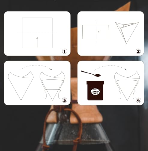 AGOGO Juego de Cafetera de Vertido de Vidrio con 50 piezas de Papel de Filtro - para Hogar, Oficina, Campamento, Cafeterías - Juego de Gotero de Café Fácil de Limpiar (Trapo y Cepillo Incluidos)(10