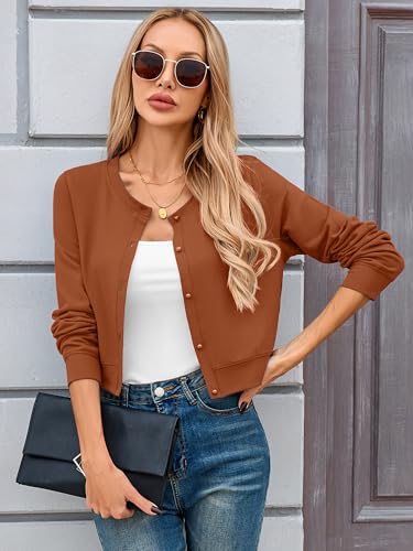 Image of Heymoments Women's Thin Shrugs Long Sleeve Lightweight Cropped Tops Open Front Cardigan for Dress S-2XL