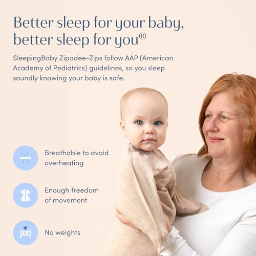 Image of SleepingBaby Zipadee-Zip Transition Swaddle - Cozy Baby Swaddling Blanket with Zipper Convenience - Roomy Wearable Blanket for Easy Diaper Changes - 3-6 Month - Balanced Beige Heather
