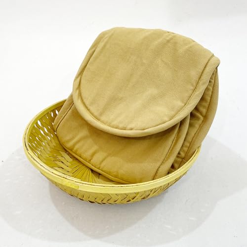 Image of Swayam 100% Cotton Cloth Roti Casserole | Hot Chapati Box | Washable Bread Basket | 22 cm Round Roti Basket | Solid Design - Beige
