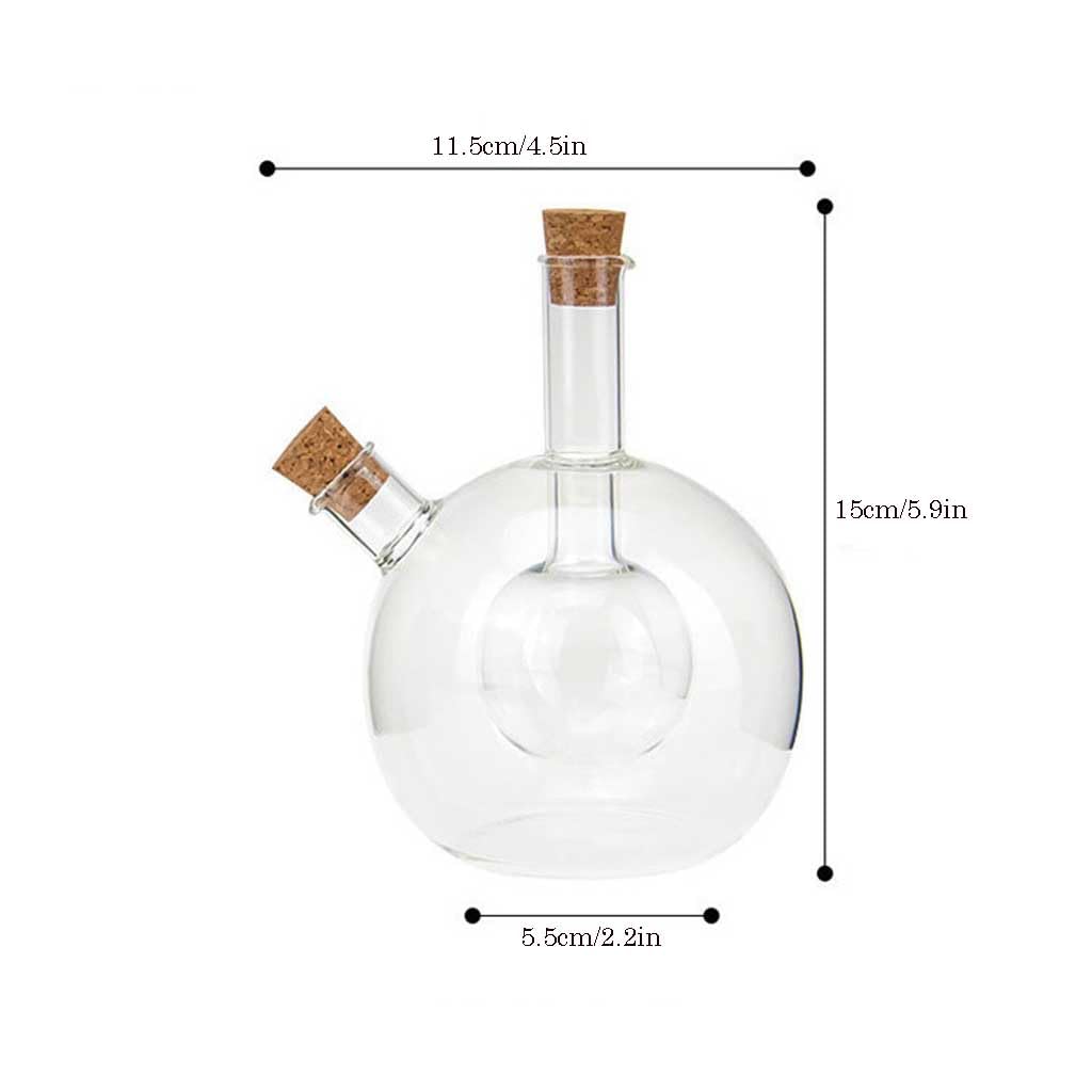 Botella de Vidrio dispensador de Aceite y vinagre, Botellas dispensadoras de Aceite y vinagre de Vidrio 2 en 1, Paquete de 1 con Tapa de Corcho, 6,3 Pulgadas, 4 Modelos(A Model)