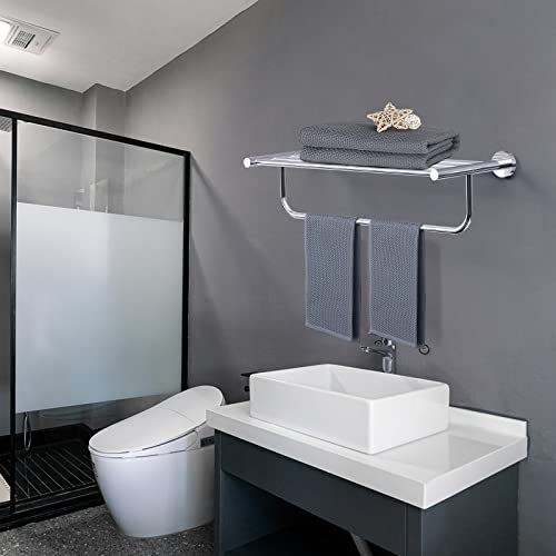 Bathroom Lavatory Towel Rack,Sus304 Stainless Steel For House Kitchen Lavatory And Hotel,24-Inch Towel Holder With Shelf,Chrome #TOP3