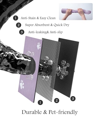 Image of Pet Feeding Mat-Absorbent Dog Mat for Food and Water Bowl-No Stains Quick Dry Water Dispenser Mat-Dog Accessories Pet Supplies-Bowl for Messy Drinkers（Purple,12 inchx19 inch