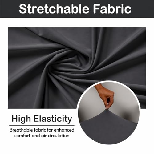 Image of ELEGANTA Stretchable Elastic Boss Office Chair Cover with Handle Covers, Polyester Spandex, Dark Grey (Pack of 1)