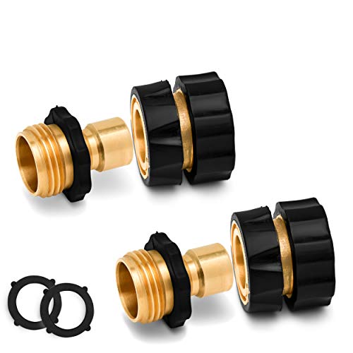 Morvat Brass Hose Quick Connect Garden Hose Fittings, Hose Connectors, Quick Connect Faucet Adapter, Garden Hose Quick Connect Fittings, 2 Male & 2 Female Connects Plus 2 Extra Washers - Pack of 2