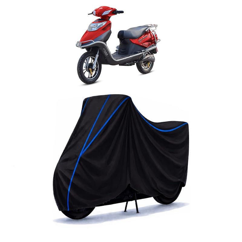 Image of Scooty Cover Water Resistant for Flash LX | Universal Scooter & Bike Cover | Heavy Duty UV Dust, Rain & Scratch Protection | Elastic Fit All Weather Indoor Outdoor | Black with Blue Piping
