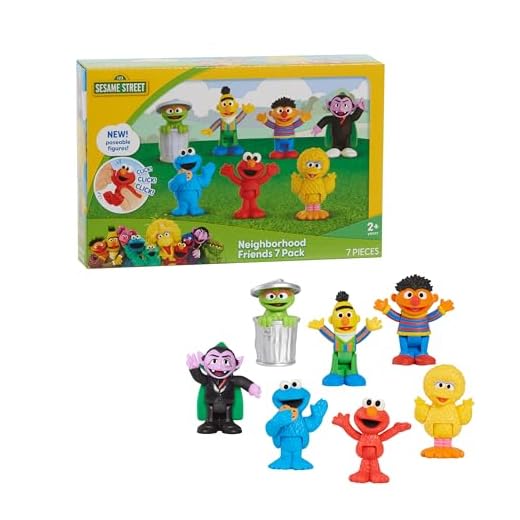 -Sesame Street Neighborhood Friends, 7-Piece Poseable Figurines, Officially Licensed Kids Toys for Ages 2 Up, Gifts and Presents, Amazon Exclusive
