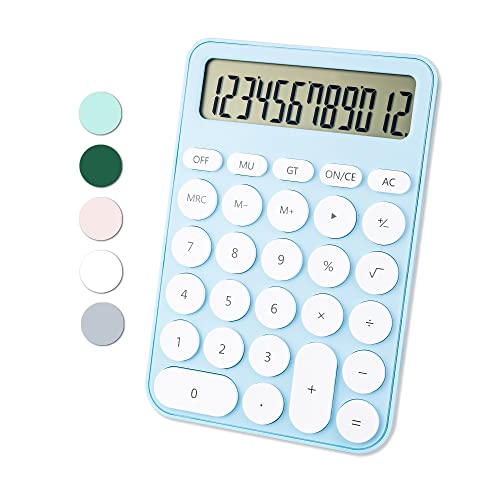 Standard Calculator 12 Digit,6.2 * 4.2In Desktop Large Display And Buttons,Calculator With Large Lcd Display For Office,School, Home & Business Use,Automatic Sleep,15 °Tilt Screen (Sky Blue) #TOP12