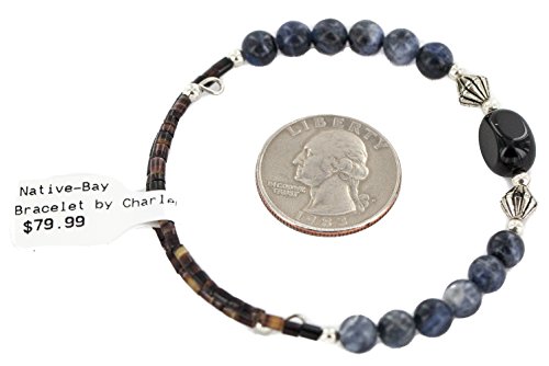 $80Tag Certified Navajo Natural Onyx Lapis Native Adjustable Wrap Bracelet 13151-47 Made By Loma Siiva #TOP2