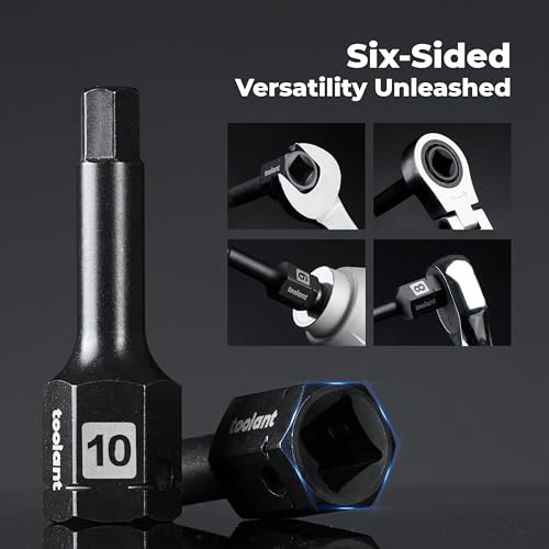Image of toolant 1 /2 inch drive impact hex bit socket set 24PCS,Hex Drive, SAE /Metric, 1 /4 inch-3 /4 inch,6mm-19mm, S2 Steel Air Drive Allen Socket set,Impact Grade,Anti-Roll Design