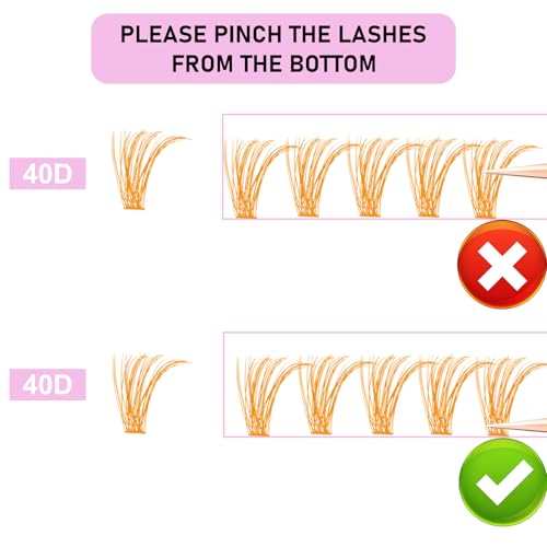 Image of Colored Lash Clusters LAUBESS Orange Colored Eyelash Clusters Wispy Colored Lash Extensions Colorful Lash Clusters Individual Lashes (Orange 40D-0.07D-Mix8-16)