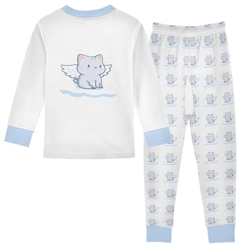 Cartoon Pajamas Set Cat Wings Long Sleeve PJs Cotton Jammies Sleepwear Top and Pants2