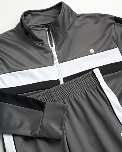 Rbx Boys' Active Tracksuit Set - 2 Piece Zip Tricot Track Jacket Sweatshirt And Jogger Pants (8-12), Size 10, Charcoal #TOP2