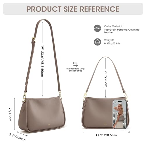 Kattee Shoulder Purse for Women, Medium Leather Crossbody Bag Trendy, Hanbags Purses, Small Hobo Bags with 2 Removable Straps3