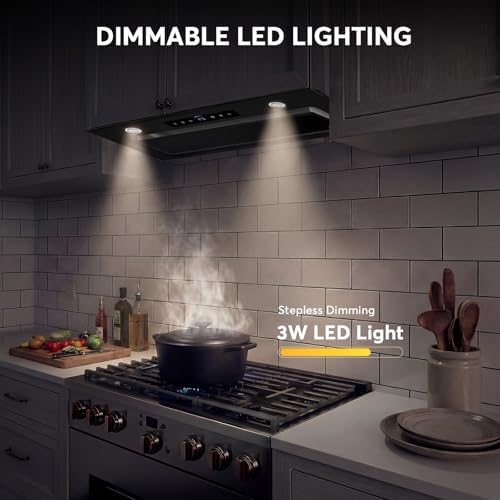 36 inch Built-in/Insert Range Hood 900 CFM, Ducted/Ductless Convertible, 4 Speed Kitchen Vent Hood with Touch & Gesture Control, Dimmable LED, Timer - 4