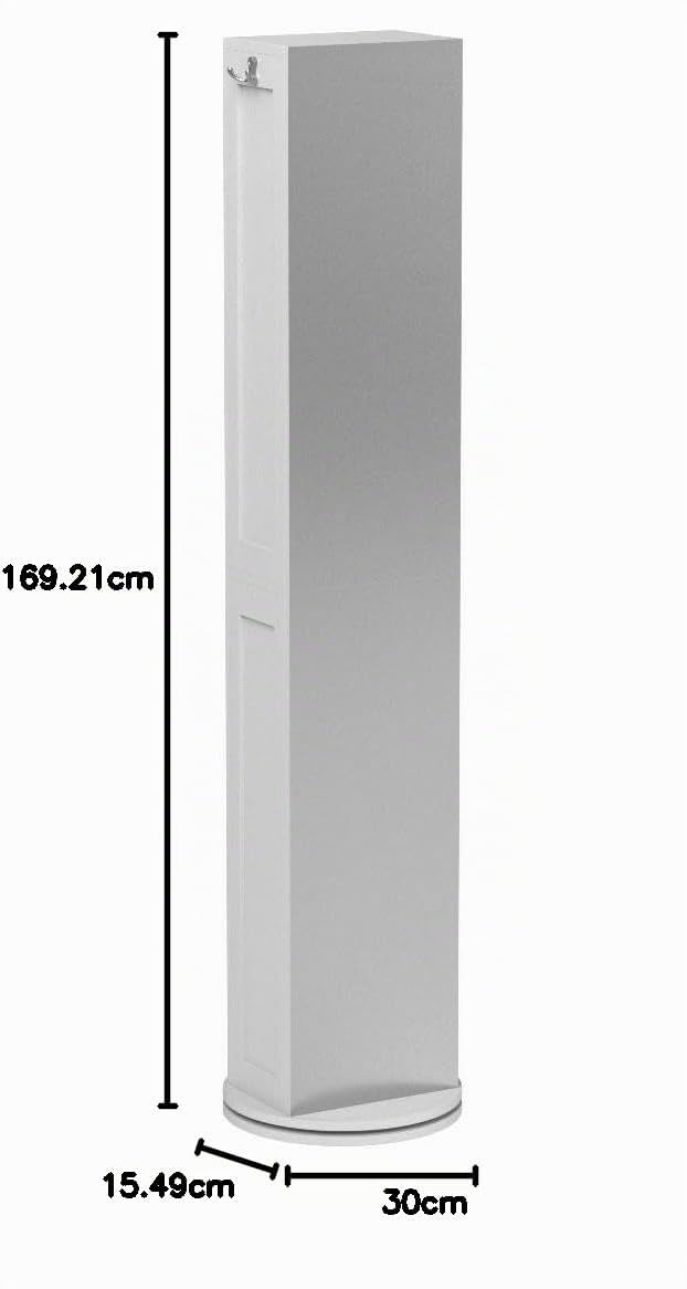 Tendance Atmosphera - Colonna con Specchio Girevole Bianca - 170 x 36 x 36 cm - Rotazione a 360°, 6 Ripiani, 2 Ganci - per Bagno, Toilette, ripostiglio
