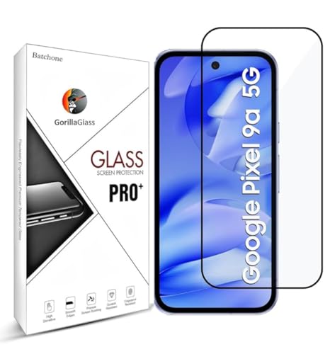 Image of BATCHONE Tempered Glass Screen Protector Compatible for Google Pixel 9A (Black) with Edge to Edge Coverage and Easy Installation kit