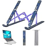 FOBELEC Laptop Stand, Computer Tablet Stand, Adjustable Aluminum Foldable Portable Laptop Holder Riser , Compatible with MacBook Air Pro, iPad, Lenovo, HP, Dell, More 10-15.6” Laptops and Tablets (Blue)