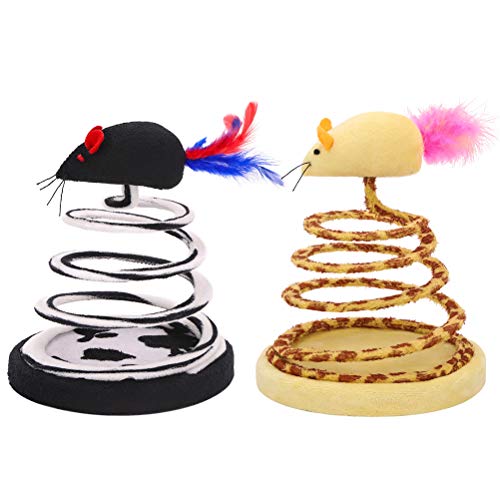 PAWCHIE Interactive Cat Toys for Indoor Cats - Cat Spiral Spring Toy - Cat Feather Toys with Catnip Inside - Cat Teaser Toys Mouse - Suitable for All Breeds Cats, Kittens, Newborn Kitty