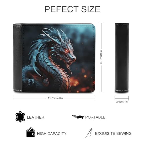 Men's Leather Wallet Bifold Wallet for Men Dragon Slim Wallet with Multiple Card Classic Passcase Mens Card Holder2