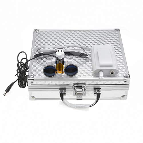 EustomA 3.5X Binocular Loupes Optical Glass Magnifier 3W LED Waist Hanging Light Clip on Lamp DY-004 with Optical Filter (Silver)