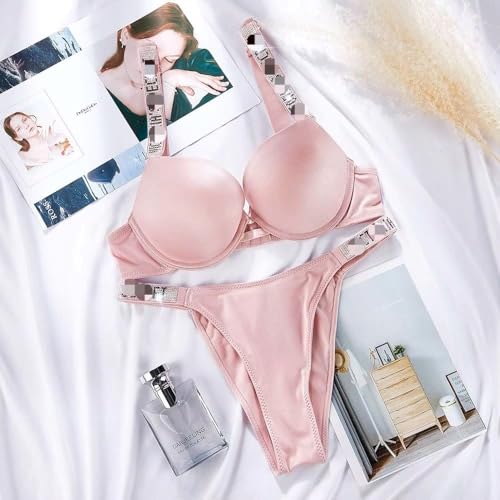 Image of Women Girl's Plain Cotton Padded Push-up Wireless Underwired Sports Non Padded Regular V Secret Everyday Wear Stylish Wired Non-Wired Full Coverage T-Shirt Solid Bra Underwear Lingerie Set