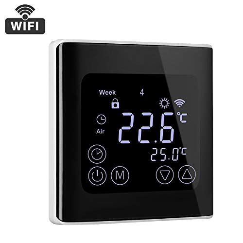 Preisvergleich Produktbild Thermostat Heizung wifi Raumthermostat Smart Digital Wandthermostat Programmierbar Thermostatheizkörper für Elektrische Fußbodenheizung mit LCD-Touchscreen Fernbedienung durch Smartphone App 230V