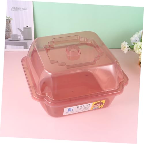 EXQUIMEUBLE キッチン収納ボックス 蓋付き 水切り収納棚 多機能ドレインバスケット 食器乾燥用 省スペース 小型 ピンク 家用