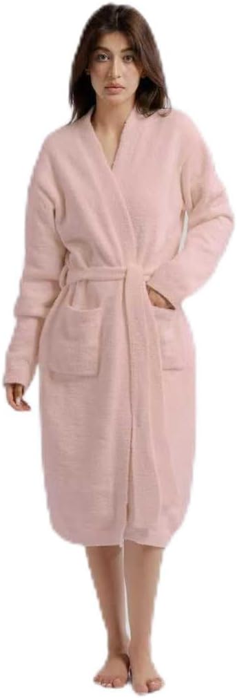 WESHIONGOO Women’s Robe Luxury Knit Bathrobe for Women Ultra-Soft Plush Fleece Robe, Cozy Spa-Like Longwear (One Size)