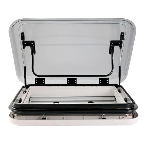 ZEEKYFOR RV Skylight w/LED Light RV Caravan Roof Vent Hatch, Aluminum Alloy Skylight Window with Nets & Sunshade, RV Roof Vent Kit,800x500mm