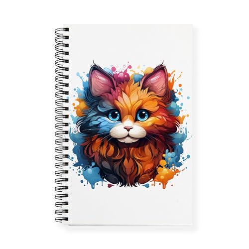 CafePress Cute Cat Watercolor Spiral Bound Journal Notebook, Personal Diary, Graph