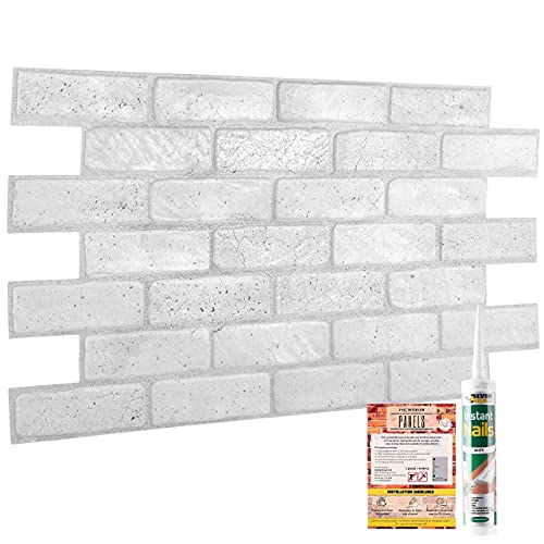 Lot de 4 panneaux muraux décoratifs en plastique PVC avec texture 3D Motif briques Gris clair 1,88 m² 1,88 m² Cover
