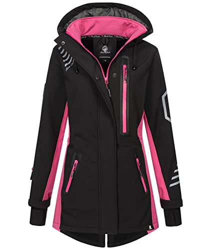 Rock Creek Damen Softshell Jacke Mantel Regenjacke Übergangsjacke Softshelljacke Damenjacke Regenmantel Outdoorjacke Kapuze D-491 Pink M