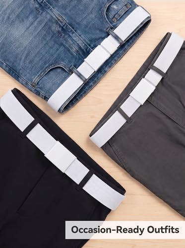 Image of Mile High Life Stretch Canvas Belt for Men, Golf Casual Elastic Web Belt, Top Military Buckle, Adjustable Cut to Fit