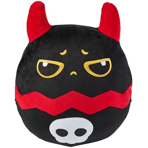 Snuggaboos Jumpo Shadowpaws The Devil Cat Squish: 14-Inch Super Soft Plush Pillow Toy – Unique and Cuddly Black Cat Stuffed Animal Plushie with Red Horns – Perfect for Kids and Adults Cover